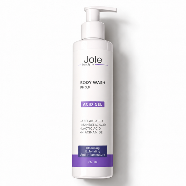 Гель для душу з азелаїновою та мигдалевою кислотами Jole Body Wash AHA Acids Gel 250ml pН 3.8 250мл