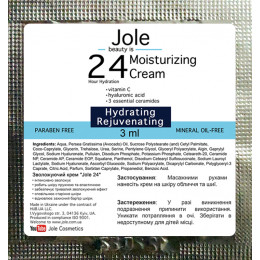 Зволожувальний крем для обличчя Jole 24h Hydranting Cream 3 мл